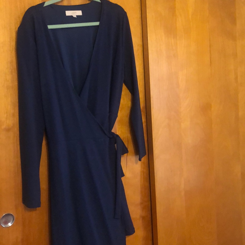 Navy Blue Comfortable Wrap Dress - The Loft